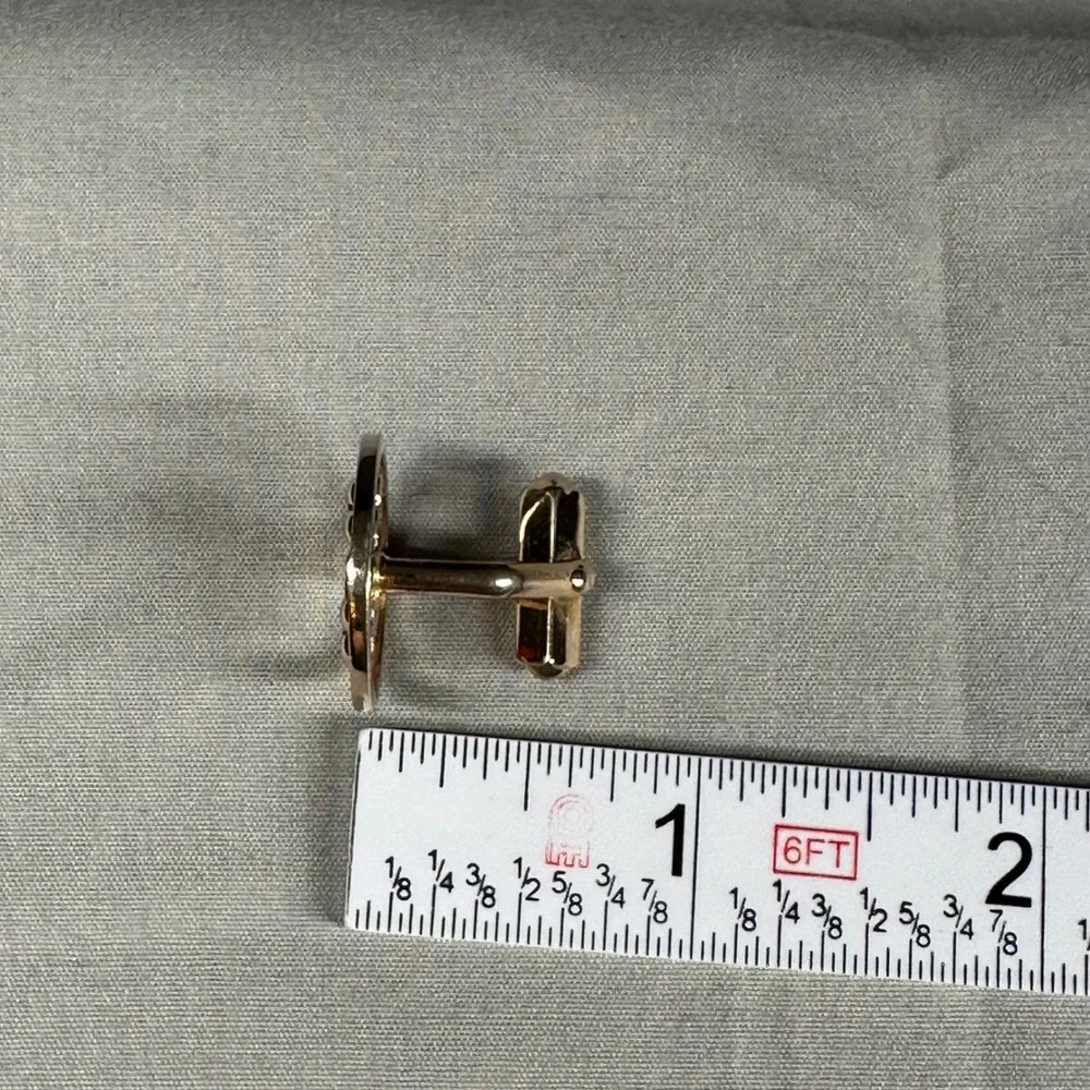 Vintage Swank Gold‎ Tone Cufflinks Modernist Circle Bar Design Mens Jewelry